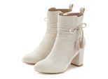 Stiefelette LASCANA, Damen, Gr. 43, beige, Obermaterial: 100% Textilmaterial. Decksohle: 100% Lederimitat. Futter: 100% Textilmaterial. Laufsohle: 100% Synthetik, unifarben, festlich, Schuhe Stiefelette, mit Blockabsatz, High-Heel-Stiefelette, Ankle Boots, Stiefel