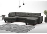 Wohnlandschaft HOME AFFAIRE "Varese", grau (anthrazit), B:304cm H:91cm T:170cm, Sofas, Wohnlandschaft, wahlweise mit Bettfunktion und Bettkasten