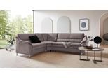 Ecksofa HOME AFFAIRE "Cardoso L-Form", grau, B:260cm H:90cm T:230cm, Luxus-Microfaser ALTARA NUBUCK (100% Polyester);Luxus-Microfaser weich (90% Polyester, 10% Polyamid);Struktur (52%Polyester, 35% Acryl, 13%Cotton);Luxus-Microfaser Lederoptik (100% Polyester), Sofas, Ecksofa, mit Trapezecke für mehr Sitzkomfort, wahlweise auch mit Bettfunktion