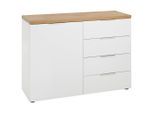 Xora Sideboard, Weiß, Eiche, Kunststoff, 2 Fächer, 4 Schublade(n) Schubladen, 120x89x43 cm, Beimöbel erhältlich, Wohnzimmer, Kommoden & Sideboards, Sideboards