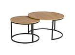 Couchtischset, Eiche, Metall, Holzwerkstoff, 2-teilig, rund, C-Form, rund, 60-80x42-45x60-80 cm, Wohnzimmer, Wohnzimmertische, Couchtische, Couchtische Metall