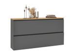 Dieter Knoll Hängeschuhschrank, Grau, Eiche, Holz, Balkeneiche, furniert, 4 Fächer, 160x83x31 cm, Made in Germany, Typenauswahl, Beimöbel erhältlich, hängend, Garderobe, Schuhaufbewahrung, Schuhschränke
