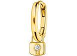 Single-Creole THOMAS SABO "mit abnehmbaren Schloss Anhänger", gold (gelbgoldfarben, weiß, weiß), Ohrringe, Damen, Silber 925 (recycelt), mit Zirkonia (synth.)