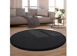 Teppich PACO HOME "Tatami 475", schwarz, H:24mm Ø:80cm, Polyester, Teppiche, Teppich, Kurzflor, Uni Farben, mit Memory Foam, waschbar