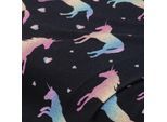 Baumwoll-Jersey "Einhorn" mit Elasthan, schwarz/bunt