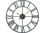 Wanduhr AMS, schwarz, Wanduhren, Ø 50cm, Wanduhr, Quarzuhr,Wohnzimmer,Esszimmer,Küche,Arbeitszimmer,Büro,Flur
