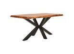 Landscape Esstisch, Natur, Schwarz, Holz, Metall, Akazie, massiv, Holz, rechteckig, X-Form, 90x76x160 cm, Variantenauswahl, Holzmöbel, Holztische, Esstische Holz
