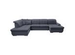 Cantus Wohnlandschaft, Grau, Metall, Uni, 5-Sitzer, Ottomane links, U-Form, 342x208 cm, Made in EU, seitenverkehrt erhältlich, Hocker Rücken echt, Wohnzimmer, Sofas & Couches, Wohnlandschaften, Wohnlandschaften in U-Form