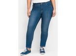 Stretch-Jeans SHEEGO, Damen, Gr. 22, Kurzgrößen, blau (blau denim), 75% Baumwolle, 24% Polyester, 1% Elasthan, unifarben, lang, Jeans