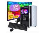 GAMEMAX Gaming-PC-Komplettsystem "MegaDeal Diamond WT 2715 Intel i7 14700F 16GB 1TB SSD RTX 5070", Energieeffizienz: E (A-G), weiß, Microsoft Windows 11 Home (64 Bit), 16 GB RAM 1.000 GB SSD, Computer_Komplettsysteme, Windows 11 + MSI MAG 32C6X Curved Monitor, 80cm (32")