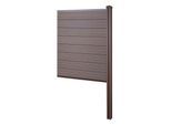 WPC-Sichtschutz Savoie, Zaun Windschutz, WPC-Pfosten zum Einbetonieren ~ Erweiterungselement schmal, 98cm braun