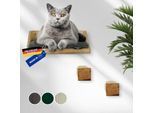 Rohrschneider ® Kletterwand Massiv, Wandelement, Katzenbett mit 2 Katzentreppen, waschbares Kissen dunkelgrau