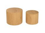 Carryhome Beistelltischset, Eiche, Holzwerkstoff, 2-teilig, rund, Sockel, 38-48x32-38x38-48 cm, Wohnzimmer, Wohnzimmertische, Satztische