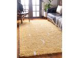 Hochflor-Teppich "Temara Shag, LAGERRÄUMUNG", gelb (gelb, elfenbeinfarben), B:152cm H:51mm L:244cm, Polypropylen (PP), MYFLAIR MÖBEL & ACCESSOIRES, Teppiche, gewebt, Rauten Design, weich & kuschelig