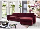 Ecksofa "Luka L-Form", rot (bordeaux, rot), B:270cm H:80cm T:151cm, Samtvelours (100% Polyester), ATLANTIC HOME COLLECTION, Sofas, Ecksofa, pflegeleichter Samtvelours