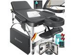 KESSER® Mobile Massageliege klappbar & höhenverstellbar 3 Zonen Massagebett Massagetisch Kosmetikliege Breit Therapieliege Aluminium + 10x Gesichtsauflage mit Kopfstütze Armlehnen & Tasche