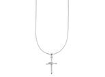Kette mit Anhänger BRUNO BANANI "Schmuck Geschenk Silberkette mit Anhänger leicht gewölbtes Kreuz", silberfarben, kristallweiß, Halsketten, Damen, Silber 925 (Sterlingsilber), L: 45 B: 1,1mm, mit Zirkonia (synth.), B:1,1mm