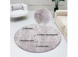 Hochflor-Teppich BRUNO BANANI "Dana Teppich, Kundenliebling" Gr. 9, silber (silberfarben), H:30mm Ø:140cm, Kunstfaser, Teppiche, unifarben, Mikrofaser Teppiche, Wohnzimmer, Schlafzimmer, Esszimmer