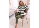 Hausanzug FEEL GOOD, Damen, Gr. 24/25, grün (khaki, ecru, bedruckt), 60% Baumwolle, 40% Polyester, Homewear-Sets Hausanzug
