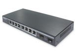 Digitus 8-Port Gigabit PoE Netzwerkswitch, Desktop, L2 managed, 2 Uplinkports, SFP, 86 W, af/at