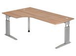 HAMMERBACHER VUS82/N/S höhenverstellbarer Schreibtisch 68 - 86 cm nussbaum / silber