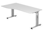 HAMMERBACHER VOS18/W/S höhenverstellbarer Schreibtisch 65 - 85 cm weiß / silber