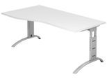 HAMMERBACHER VFS18/W/S höhenverstellbarer Schreibtisch 65 - 85 cm weiß / silber