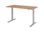 HAMMERBACHER VXMKA16/N/S elektrisch höhenverstellbarer Schreibtisch 70,0 - 120,0 cm - elektrisch nussbaum / silber