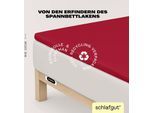 Spannbettlaken SCHLAFGUT "EASY Jersey Elasthan Topper", rot (rot deep), 1 Stk., Jersey, 180-200x200-220 10cm, Jersey, Obermaterial: 95% Baumwolle, 5% Elasthan, Bettlaken, Spannbettlaken, MADE IN GREEN by OEKO-TEX