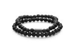 Armband TRUE REBELS "Set: TR307" Gr. 17, retro, schwarz, Armbänder, Herren, 17, Edelstahl, Armband, mit Lavastein
