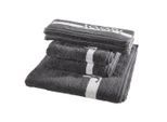 Joop! Frottierset Split Doubleface, Grau, Dunkelgrau, Textil, 5-teilig, Uni, Oeko-Tex® Standard 100, saugfähig, Aufhängeschlaufe, strapazierfähig, angenehm weich, hochwertige Qualität, Badtextilien, Handtuch-Sets