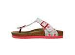 Zehentrenner DOGO "Lila Zehentrenner Red Fish Blue Fish Damen Sandalen", Damen, Gr. 39, Normalschaft, beige (natur), Lederimitat, Schuhe Zehentrenner, Handgefertigt
