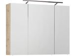 Spiegelschrank SAPHIR "3040", braun (eiche struktur), B:90cm H:74cm T:20cm, Melamin, Schränke, Spiegelschrank, Breite 90 cm