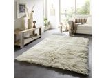 Wollteppich THEKO "Flokos 2", beige (natur), B:40cm H:70mm L:60cm, Wolle, Teppiche, original griechischer Flokati, Hochflor, Uni-Farben, reine Wolle