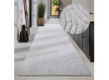 Designteppich ELLE DECORATION "Chappe", weiß (cremeweiß), B:80cm H:18mm L:240cm, Polyester, Teppiche, Shaggy, Läufer, flauschig, weich, Langflor, modern, Hoch Tief Effekt
