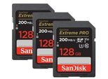 SanDisk SDXC Extreme Pro 128GB 200MB/s UHS I 3er-Pack