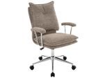 Carryhome Drehstuhl, Braun, Chrom, Metall, Textil, Drehkreuz, 61x92-102x62 cm, Sitzfläche 360° drehbar, gepolsterte Armlehnen, Arbeitszimmer, Bürostühle, Drehstühle