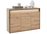 Voleo Sideboard, Schwarz, Eiche Artisan, Holzwerkstoff, 6 Fächer, 3 Schublade(n) Schubladen, 130x88x38 cm, Typenauswahl, Beimöbel erhältlich, stehend, Wohnzimmer, Kommoden & Sideboards, Sideboards