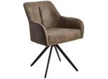 Livetastic Armlehnstuhl, Braun, Hellbraun, Holz, Metall, Textil, Pappel, Sperrholz, Drehkreuz, 62x83x62 cm, Sitzfläche 360° drehbar, Esszimmer, Stühle, Esszimmerstühle, Armlehnenstühle