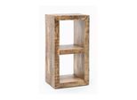 KADIMA DESIGN Holzregal EWA: Rustikales Standregal, Cube-Form, Vintage-Shabby-Look, 2 Innenräume, recyceltes Mango-Massivholz.