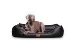 Tierlando LOUIS - Orthopädisches Hundebett aus gestepptem Kunstleder schwarz 80 cm, 22 cm, 60 cm