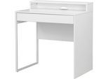 Schreibtisch OTTO HOME "Moid, Computertisch in modernem Design", weiß (weiß, weiß), B:80cm H:85cm T:54cm, Tische, Schreibtisch, Breite 80 cm, mit Schublade, Kabeldurchlass & Metallkufe