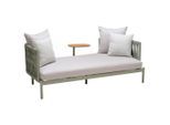 Amatio Loungesofa, Hellgrün, Grauweiß, Holz, Metall, Textil, Teakholz, Hartholz, Füllung: Polyester,Polyester,Polyester, 180x69x85 cm, Gartenmöbel, Loungemöbel, Lounge-Serien