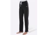 Sporthose CATAMARAN, Damen, Gr. 24/25, Kurzgrößen, schwarz-weiß (schwarz, weiß), 100% Baumwolle, unifarben, lang, Hosen Sporthose
