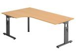 HAMMERBACHER VOS82/6/G höhenverstellbarer Schreibtisch 65 - 85 cm Buche / grafit