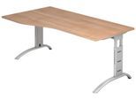 HAMMERBACHER VFS18/N/S höhenverstellbarer Schreibtisch 65 - 85 cm nussbaum / silber