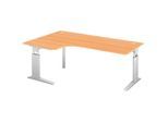 HAMMERBACHER VUS82/6/S höhenverstellbarer Schreibtisch 68 - 86 cm buche / silber