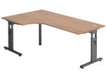 HAMMERBACHER VOS82/N/G höhenverstellbarer Schreibtisch 65 - 85 cm nussbaum / grafit