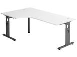 HAMMERBACHER VOS82/W/G höhenverstellbarer Schreibtisch 65 - 85 cm weiß / grafit