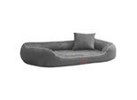 Tierlando MARLON VISCO PLUS Velours - Orthopädisches Hundebett grau/ grau 1 m, 30 cm, 85 cm